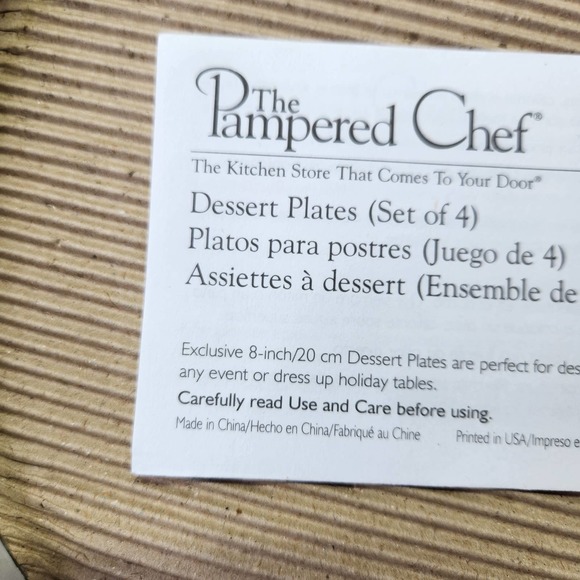 The Pampered Chef White Gold Celebration Party 8” Dessert Plates Set of 4 - Picture 12 of 12